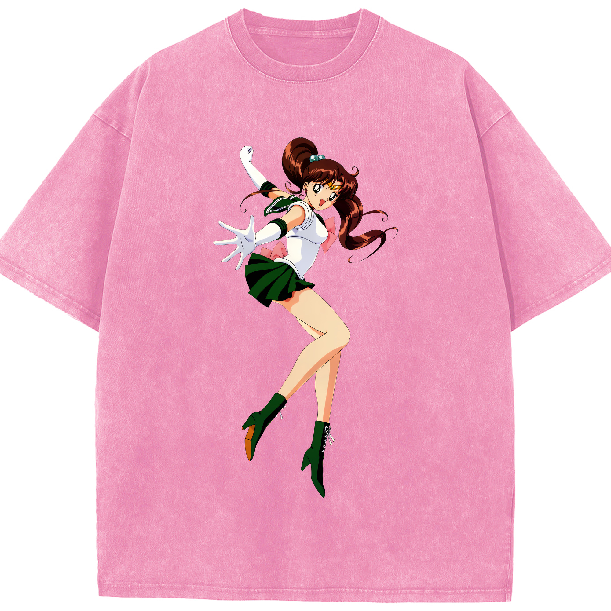 （画像用） 美少女戦士セーラームーン 木野 まこと きの まこと Sailor Moon Kino Makoto （セーラージュピター；Sailor Jupiter） 綿100% ヴィンテージ風 半袖Tシャツ（フロントプリント）
